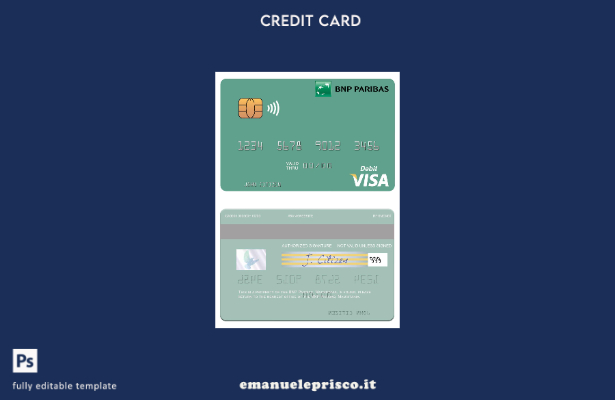 modello di carta di debito Visa Mauritania BNP Paribas in stile verificato